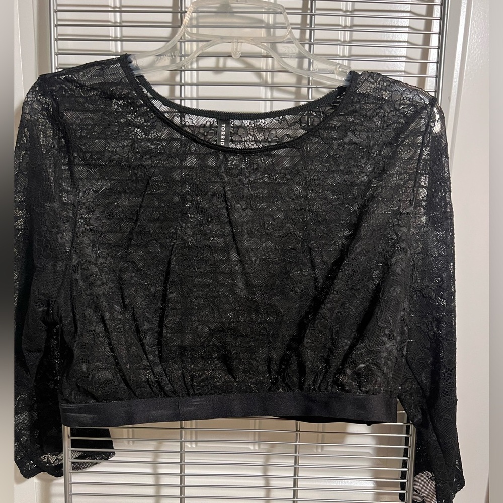 Black lace crop top.